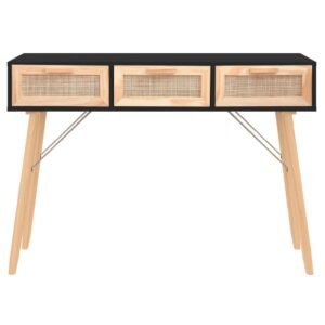 Konsolinis staliukas, juodas, 105x30x75cm, pušis ir ratanas 5 8720287102519 g en hd 1