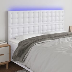 Galvūgalis su LED, baltos spalvos, 180x5x118/128cm dirbtinė oda 3 8720287291718 m en hd 1