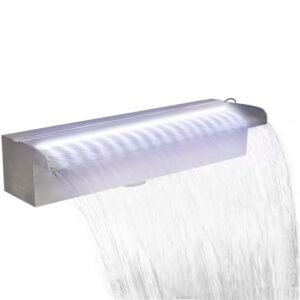 Baseino fontanas su LED, 45cm, stačiak. formos, nerūdijantis plienas