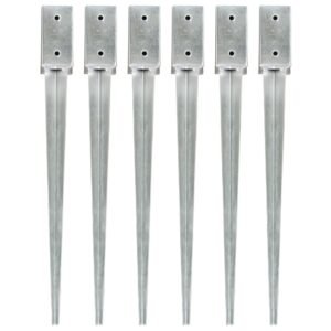 vidaXL Smeigiami kuoliukai, 6vnt., sidabriniai, 7x7x75cm, plienas