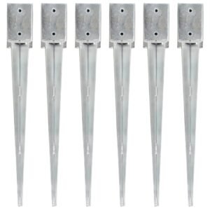 vidaXL Smeigiami kuoliukai, 6vnt., sidabriniai, 9x9x75cm, plienas