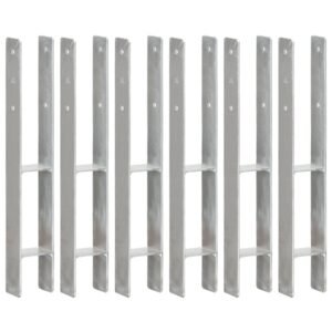 vidaXL Tvoros stulpai, 6vnt., sidabrinės spalvos, 8x6x60cm, plienas