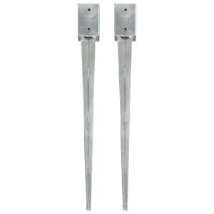 vidaXL Smeigiami kuoliukai, 2vnt., sidabriniai, 9x9x90cm, plienas