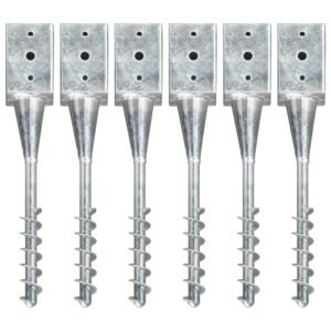 vidaXL Smeigiami kuoliukai, 6vnt., sidabriniai, 9x9x56cm, plienas