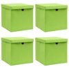 vidaXL Daiktadėžės su dangčiais, 4vnt., žalios, 32x32x32cm, audinys
