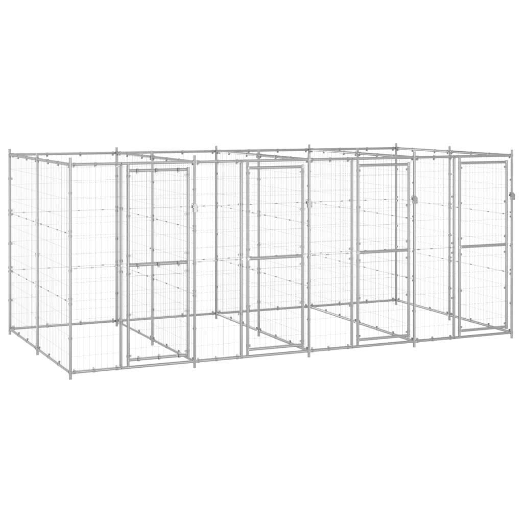vidaXL Lauko voljeras šunims, galvanizuotas plienas, 9,68m² 1 vidaXL Lauko voljeras šunims, galvanizuotas plienas, 9,68m²