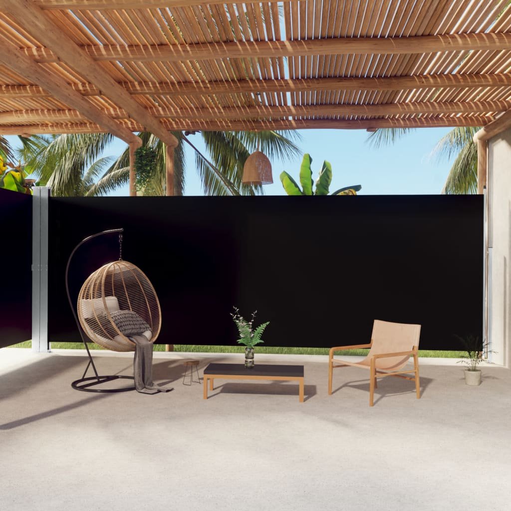 vidaXL Ištraukiama šoninė pertvara, juodos spalvos, 220x1000cm 1 vidaXL Ištraukiama šoninė pertvara, juodos spalvos, 220x1000cm