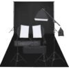 vidaXL Fotostudijos rinkinys su apšvietimo rinkiniu ir fonu