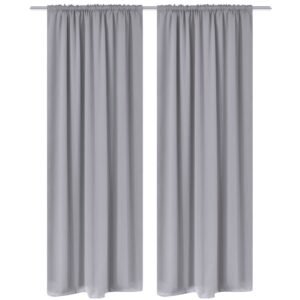 130376 2 pcs Grey Slot-Headed Blackout Curtains 135 x 245 cm