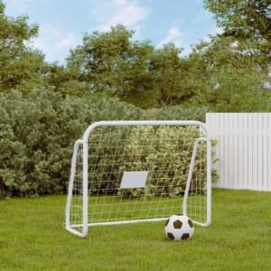 vidaXL Futbolo vartai, balti, 125x96x60cm, plienas/poliesteris